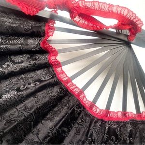 Silk dragon brocade folding hand fan